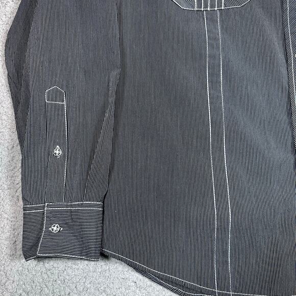 Affliction Button Down Long Sleeve Mens Large Grunge Streetwear Embroidered Gray - Picture 10 of 11